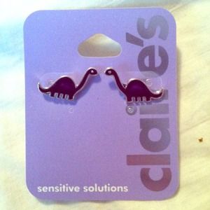 Claire's purple dinosaur earrings