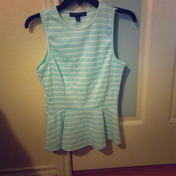 Mint striped peplum blouse