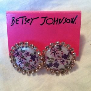 Betsey Johnson pink floral earrings