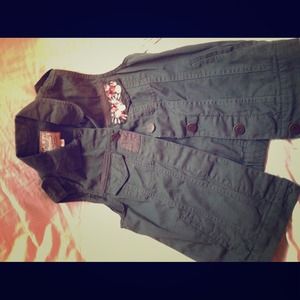 "Dolled up" Army green vest