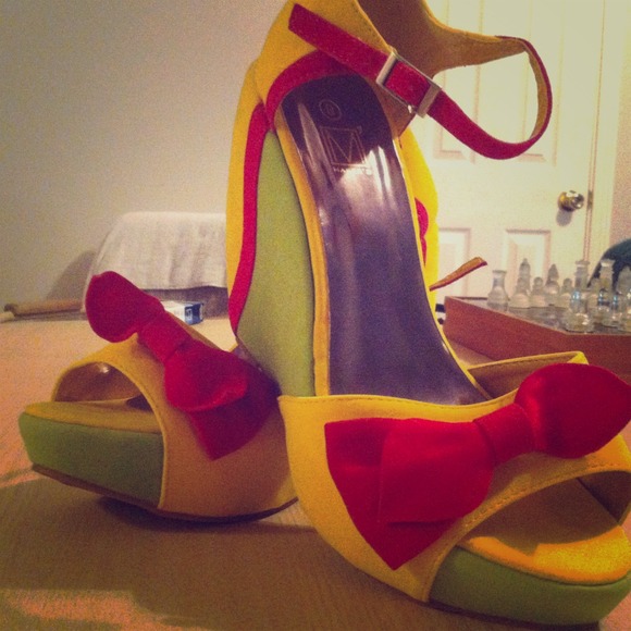 Multi-colored  platform suede sandals