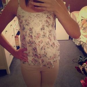 Floral lace trim tank