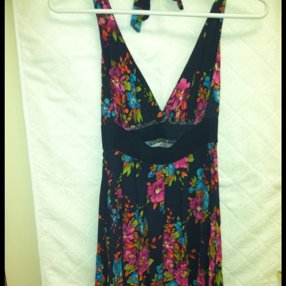 Francesca's Navy Halter Floral Sundress - Picture 2 of 2