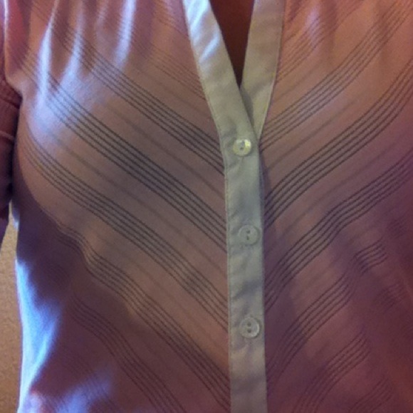 Sheer pink and white button up - Picture 2 of 2
