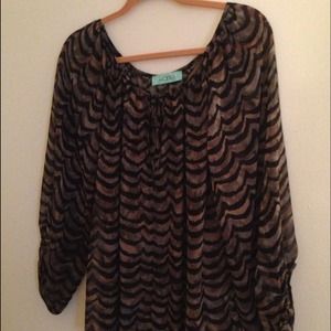 Sheer silk geometric top