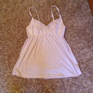 White tank top with flower lining at top