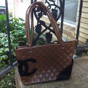 CC Brown quilted purse