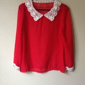 Sheer red blouse