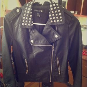 Faux letter jacket w/ studs