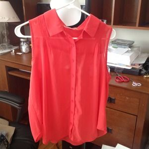 Coral chiffon sleeveless top