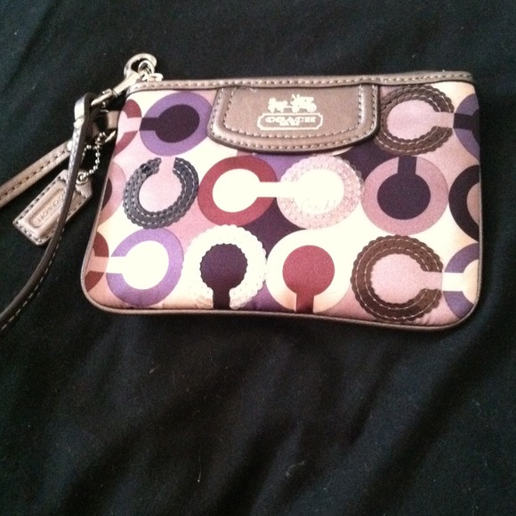Coach Madison OP Art graphic sequins wristlet