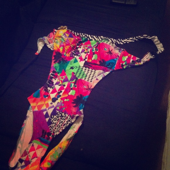 One piece one strap open back multi colored