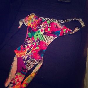 One piece one strap open back multi colored