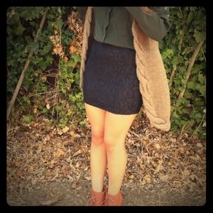 Black lace mini skirt