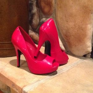 Red high heel shoes