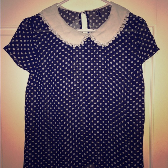 Tops - Black and white polka dot blouse