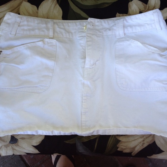 White denim mini skirt