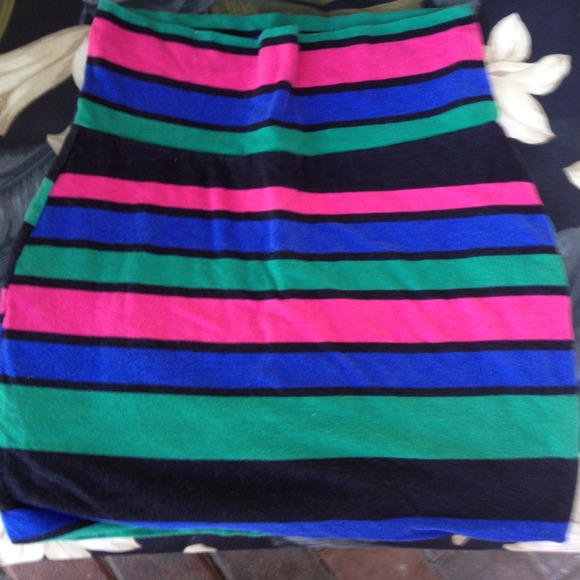 Summer block striped mini skirt