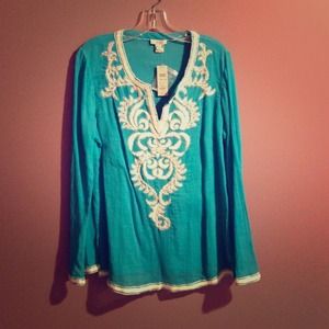 Thin Blue beaded beach tank