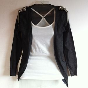 cardigan w/stud and chains decors