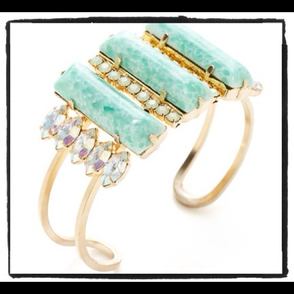 Elizabeth Cole Jewelry - ✨Elizabeth Cole Cuff w/Jade & Crystals✨