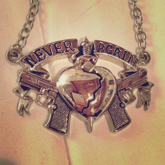 "never again" broken heart necklace