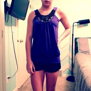 Bejeweled purple tank top