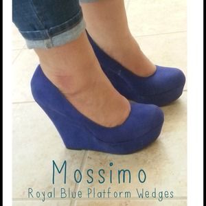 Mossimo Royal Blue Suede Platform Wedges- Size 9.5