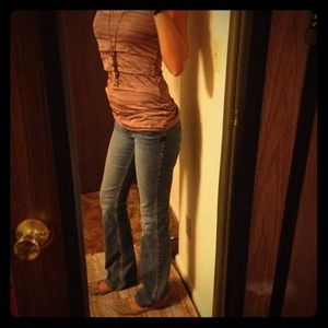 Stretch bootcut low rise jeans