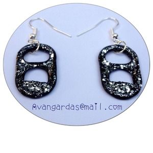 Handmade Tab Earrings - Silver dazzle