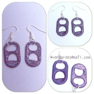 Handmade Tab Earrings with Rainbow Dazzle