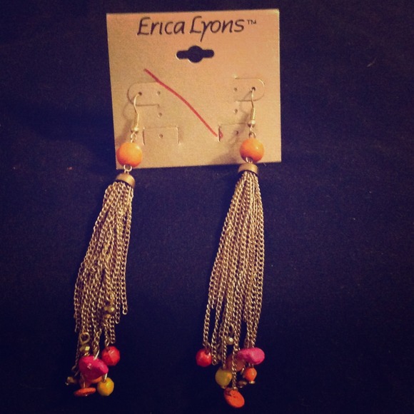 Dangle earrings- pink orange yellow! - Picture 1 of 2