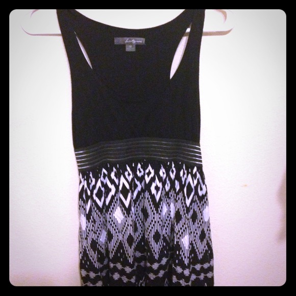 Black and white Aztec-like print dress