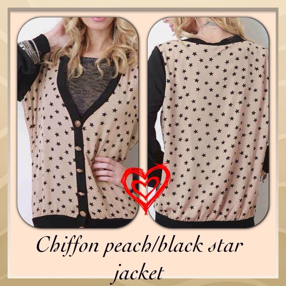 SALE✨Retro vibe peach/black chiffon star jacket