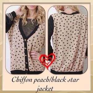 SALE✨Retro vibe peach/black chiffon star jacket