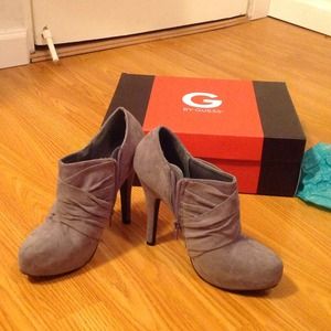 Grey suede booties