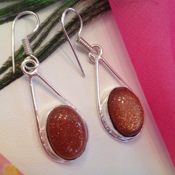 Dainty Dangle Earrings, Blue Goldstone Earrings, Sparkling  ❤❤Goldstone Dangle Earrings ❤❤
