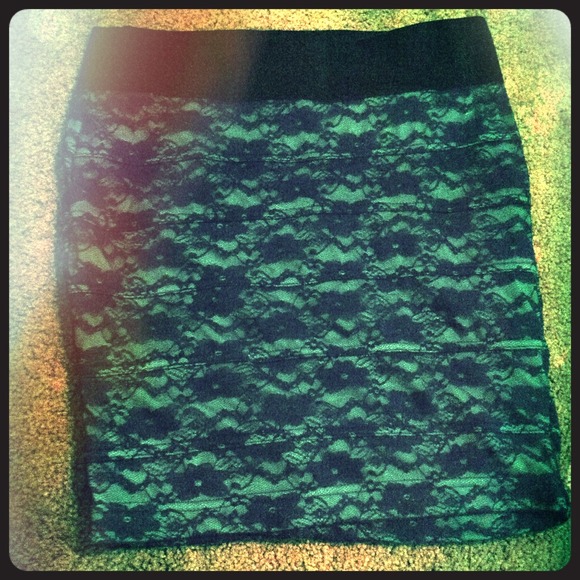 Blue laced pencil skirt