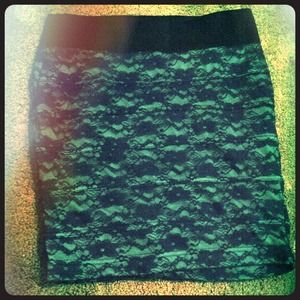 Blue laced pencil skirt