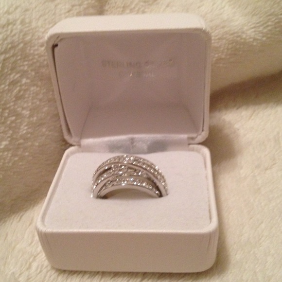 Sterling Silver and Crystal Ring, Sz 8