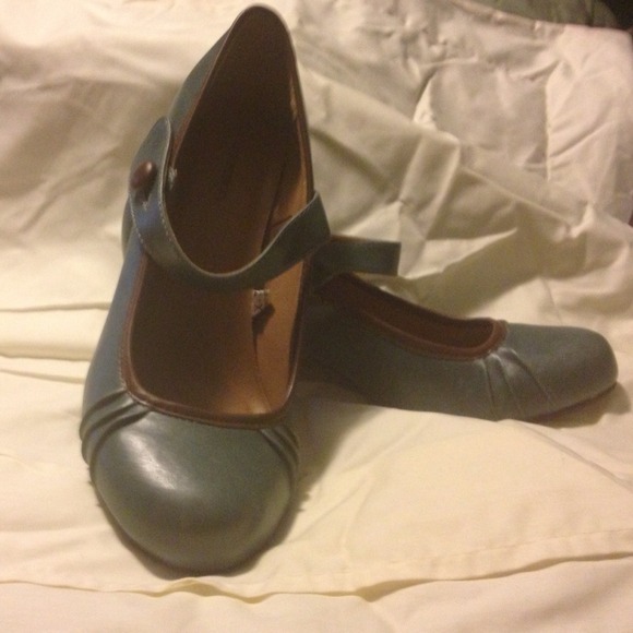Teal and brown Mary Janes