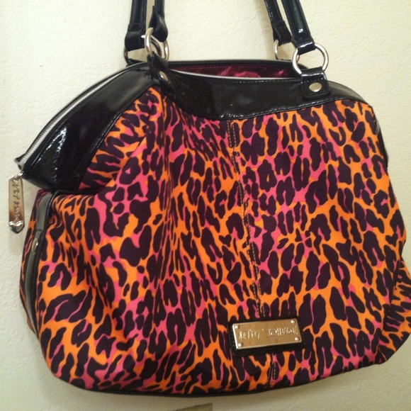 Betsey Johnson pink and orange cheetah tote