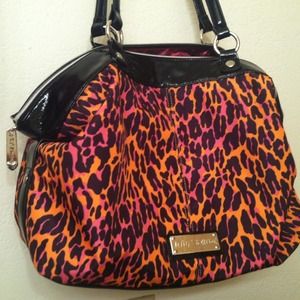 Betsey Johnson pink and orange cheetah tote