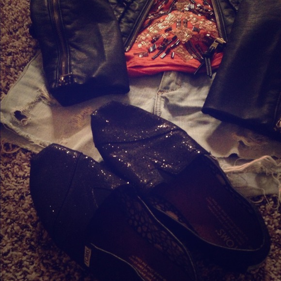 Black Glitter TOMS