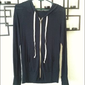 Brandy Melville Navy Zip-Up Hoodie