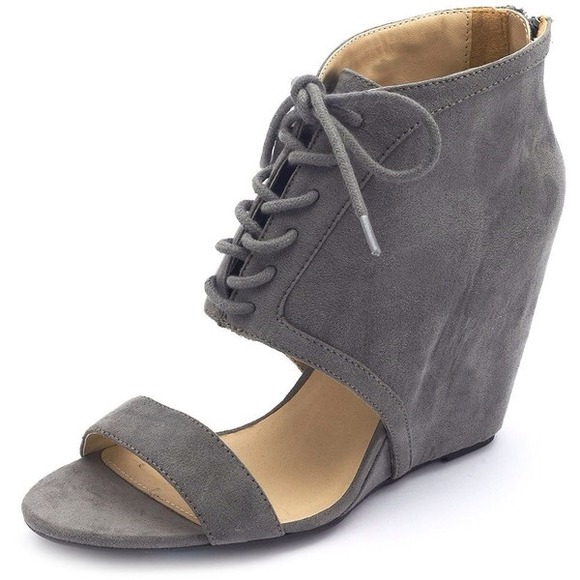 Sueded Lace-Up Wedge Sandal