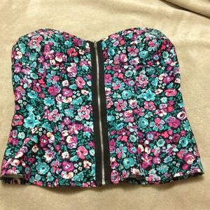 BNWOT FLORAL BUSTIER W ZIPPER for @xsarahom