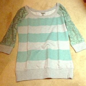 Teal and gray shirt with lace! WITH TAGS!
