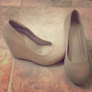 Taupe suede wedges
