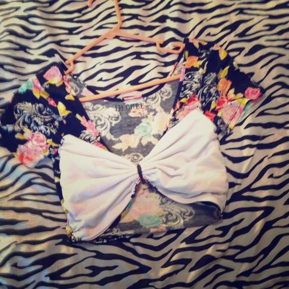 A crop top bow shirt.